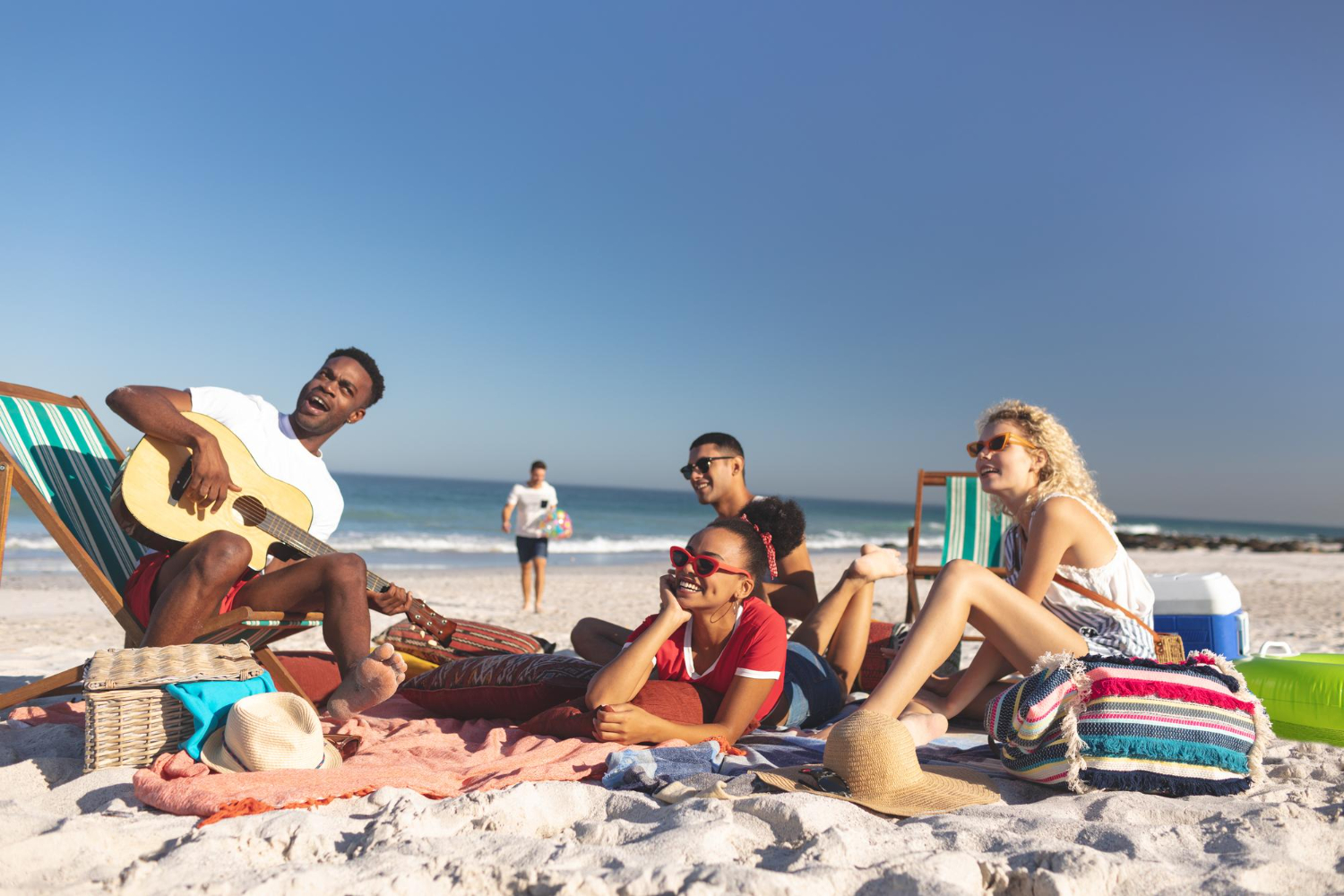group of friends at the beach